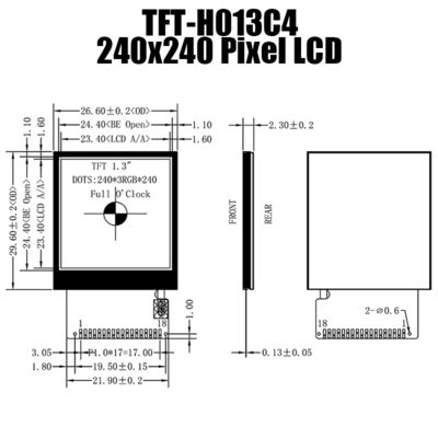 1.3 인치당 TFT SPI LCD 사용자정의 디스플레이 솔루션 240x240 제곱