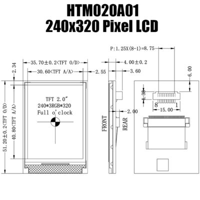 2.0 인치 SPI TFT LCD 모듈은 실용적 240x320 HTM020A01을 드러냅니다