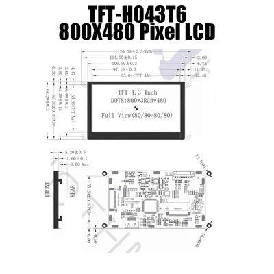 기구 TFT-043T6SVHDVN20Z를 위한 4.3 &quot; 800x480 HDMI LCD 디스플레이