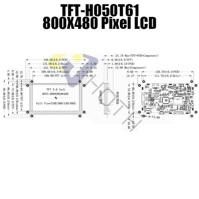 산업적 VGA HDMI LCD 모듈, 600 cd/M2 5 인치 LCD 스크린 HDMI TFT-050T61SVHDVNSDC