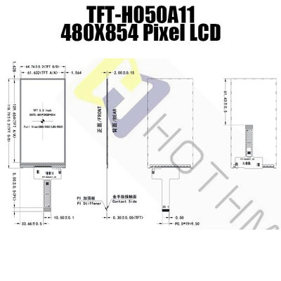 수직 5 인치 TFT LCD 디스플레이 480x854는 IC ST7701S/TFT-H050A11FWIST5N20에 점을 찍습니다