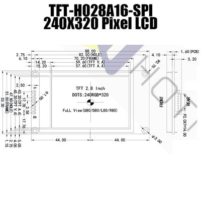 2.8 240x320 SPI TFT LCD 모듈 ST7789V 태양광 읽기 쉬운 TFT028A16-SPI로 조금씩 움직이세요