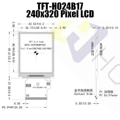 2.4 IC ST7789 태양광 읽기 쉬운 LCD TFT-H024B17QVIST6N50, 240x320 SPI TFT 모듈로 조금씩 움직입니다