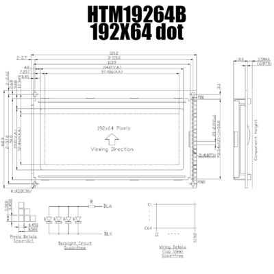 192X64 KS0108 사실적 LCD 모듈은 하얀 백라이트 HTM19264B로 디스플레이합니다
