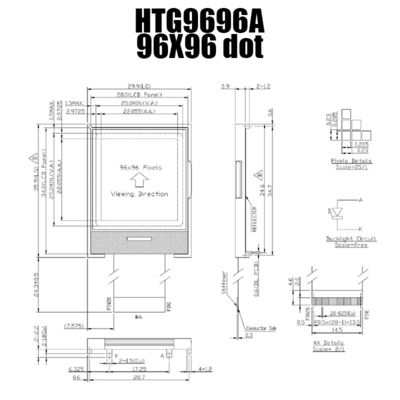 96X96 사실적 COG LCD SSD1848 | FSTN +는 하얀 Backlight/HTG9696A로 디스플레이합니다
