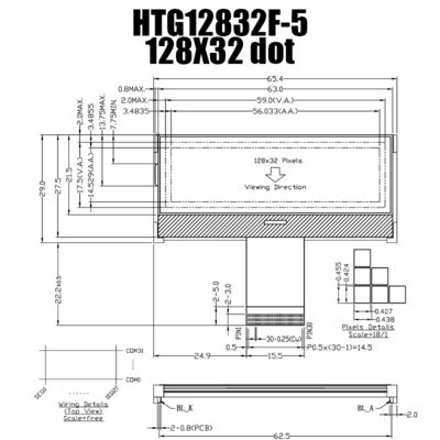 128X32 사실적 COG LCD ST7565R | FSTN +는 하얀 Backlight/HTG12832F-5로 디스플레이합니다