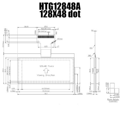 하얀 Backlight/HTG12848A와 128X48 사실적 COG LCD | STN 회색 디스플레이