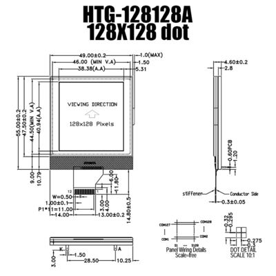 128X128 칩 온 글래스 LCD, UC1617S 흑백 그래픽 LCD 디스플레이 HTG128128A