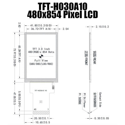 3.0 산업용 컴퓨터를 위한 인치 IPS 480x854 광범위의 온도 TFT 디스플레이 패널 ST7703