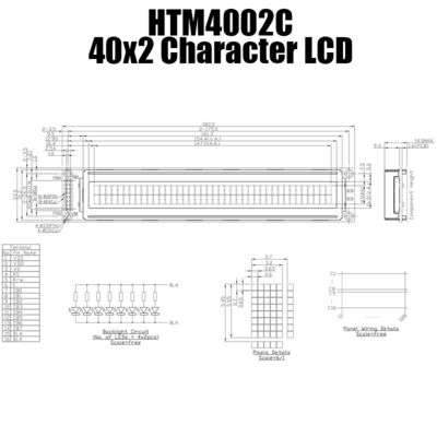 5V 산업 성격 LCD 모듈 디스플레이 40x2 8비트 HTM4002C