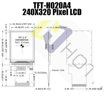 2.0 인치 태양광 읽기 쉬운 저항력이 있는 TFT 디스플레이 128x160 화소