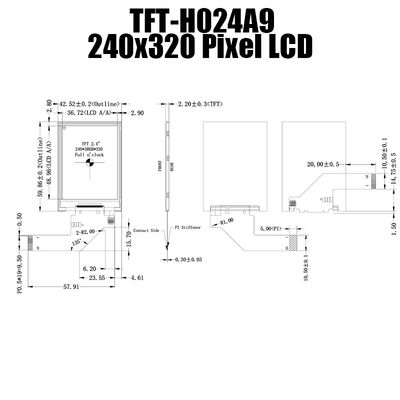 오래가는 2.4 인치 태양광 읽기 쉬운 TFT LCD 디스플레이 240x320 TFT-H024A9QVIFT8N20