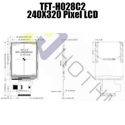 280 cd/m2 2.8 인치 액정 표시 모듈, 240x320 TFT 패널 표시장치 TFT-H028C2QVTST3N45