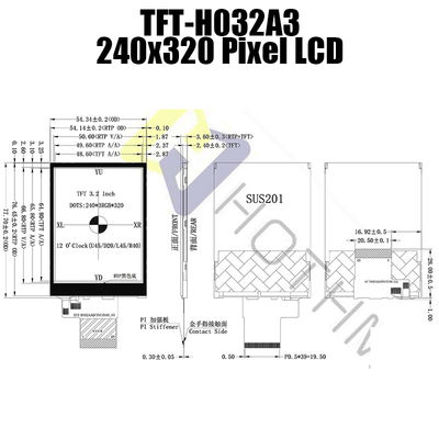 3.2 &quot; SPI TFT LCD 디스플레이 모듈 240x320 ST7789V 저항력이 있는 터치스크린 TFT-H032A3QVTST3R40