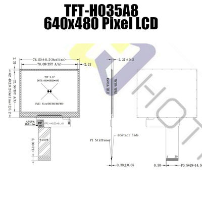 2.8V 3.5 인치 TFT LCD 디스플레이 화면 640x480 화소 TFT-H035A8VGIST6N30