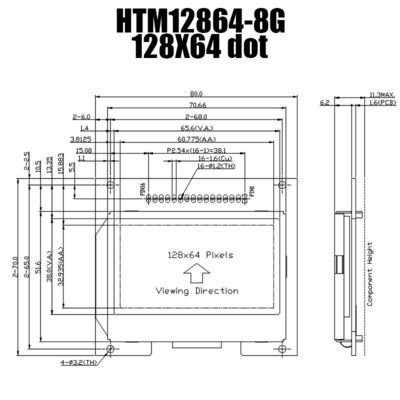 128X64 LCD 그래픽 디스플레이 모듈 S6B0724 드라이버 STN YG 디스플레이