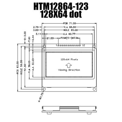 128X64 COB 그래픽 LCD 모듈 FSTN은 부 전압으로 디스플레이합니다