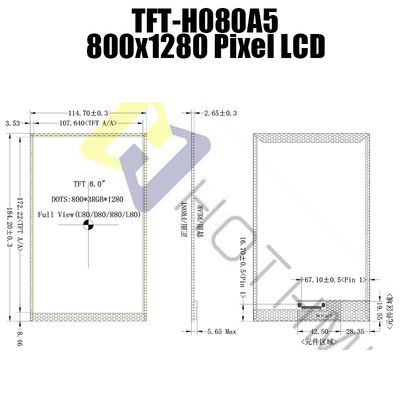 산업 제어를 위해 읽기 쉬운 MIPI JD9365 TFT LCD 디스플레이 태양광
