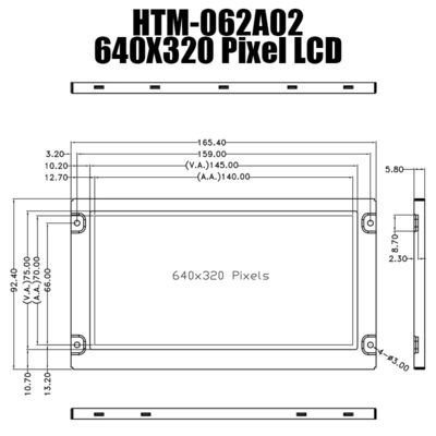 6.2 인치 LCD 디스플레이 640x320 결의안 모노럴 TFT LCD 태양광 읽기 쉬운 모니터