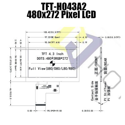 4.3 &quot; 인치 Tft LCD 디스플레이 480x272 IPS LCD는 TFT LCD 디스플레이 제조를 모니터링합니다