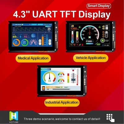4.3 인치 UART 전기 용량 터치 스크린 TFT LCD 800x480은 LCD 제어기 보드로 디스플레이합니다