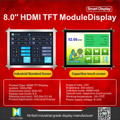 애플리케이션 산업적 디스플레이를 위해 읽기 쉬운 8 &quot; 인치 HDMI TFT LCD 1024x768 태양광