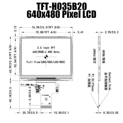 3.5 산업용 컴퓨터를 위한 인치 IPS 640x480 광범위의 온도 TFT 디스플레이 패널 ST7703