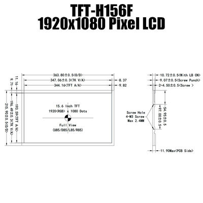 15.6 인치 IPS 1920x1080 넓은 온도 TFT 디스플레이 패널 LVDS